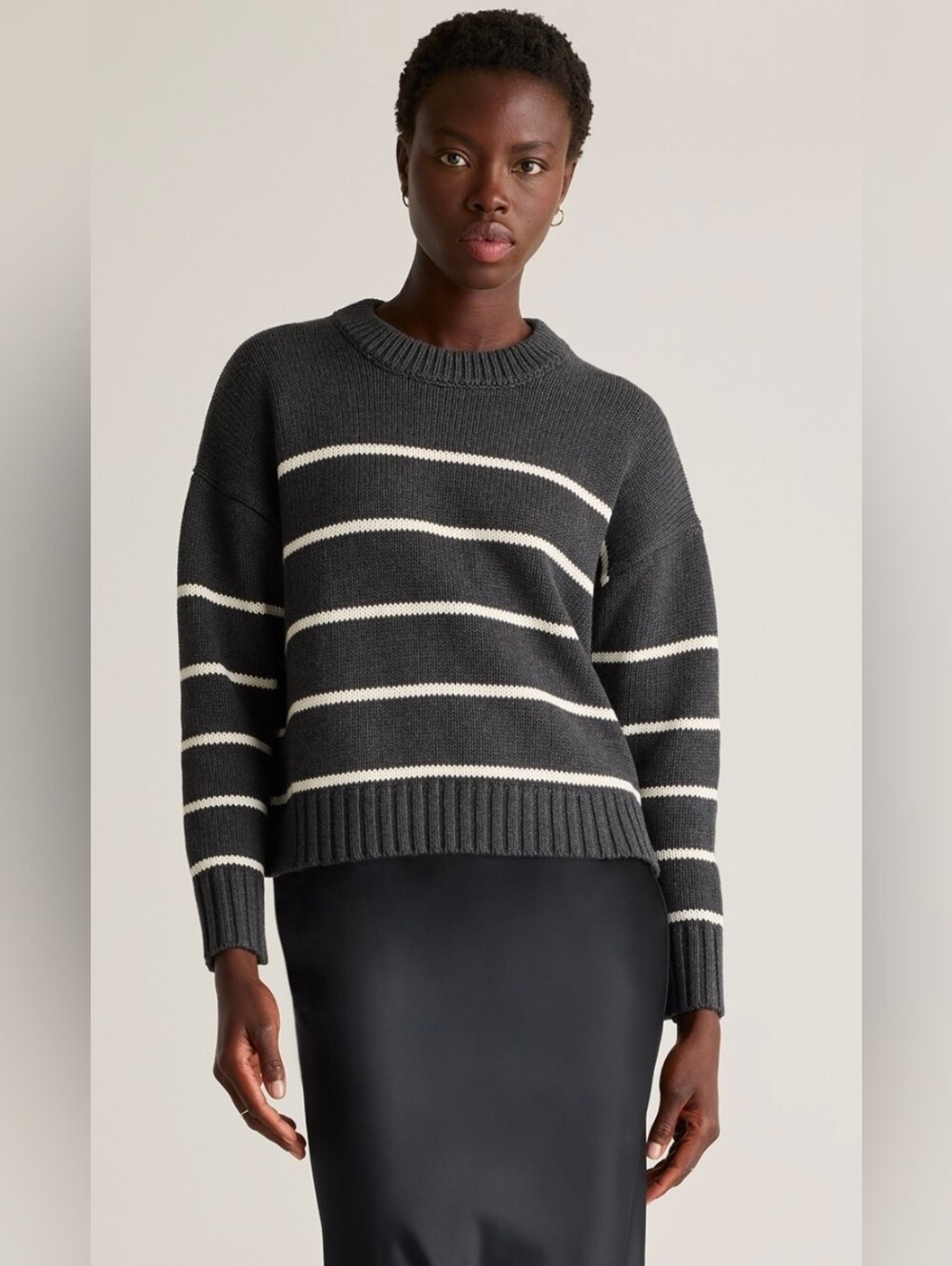Quince 100% Organic Cotton Striped Crew Sweater Womens
